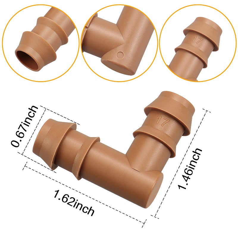 JAYEE 25 Pack Drip Irrigation Barbed Elbow Fittings (17mm) for 1/2" Drip Hose(0.600â€ID) ï¼ŒSprinkler Tubing Connector for Drip System - Image 3